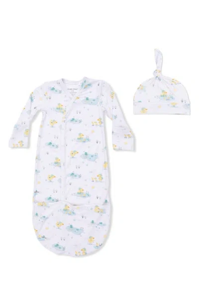 Angel Dear Babies'  Frog & Duck Pond Convertible Gown & Hat Set In Multi
