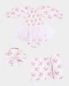 Angel Dear Girl's 3-piece Belle Rosette Tutu Bodysuit Set In Pink