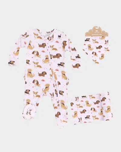 Angel Dear Kids' Girl's Best Friend Dogs Printed Footie Set In Multi