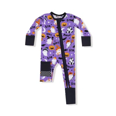 Angel Dear Kids' Girl's Costumed Ghosts Glow-in-the-dark Bamboo 2 Way Zipper Romper In Purple