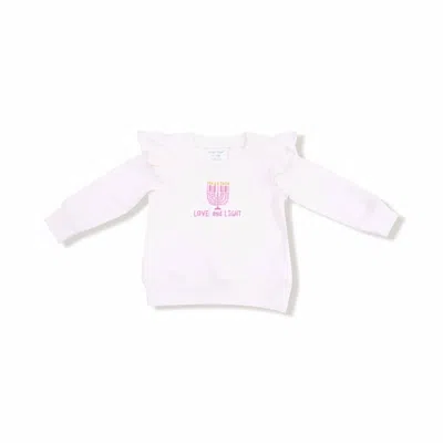 Angel Dear Kids' Girl's Hanukkah Ruffle Shoulder Sweatshirt In White /pink In Brown