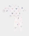 Angel Dear Girl's Hearts French Terry Sweatshirt & Leggings In White