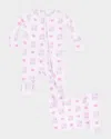 Angel Dear Girl's Lil Sis 2-way Zip Footie Romper & Blanket Set In Pink