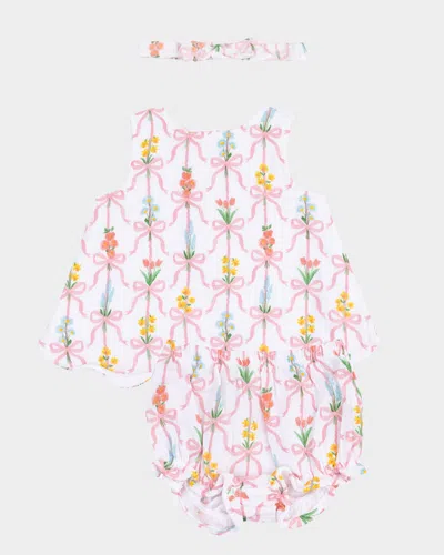 Angel Dear Kids' Girl's Ribbon Bouquets Open Back Top W/ Bloomers & Headband In Multi
