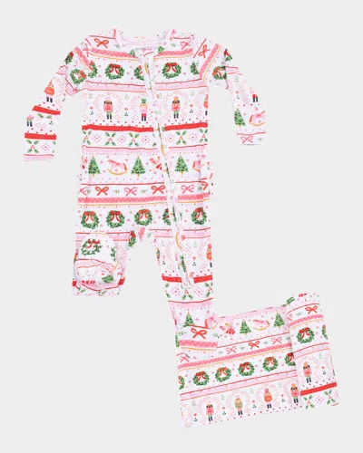 Angel Dear Kids' Girl's Sugar Plum Fairy Nutcracker 2-way Zip Footie & Blanket Set In Red