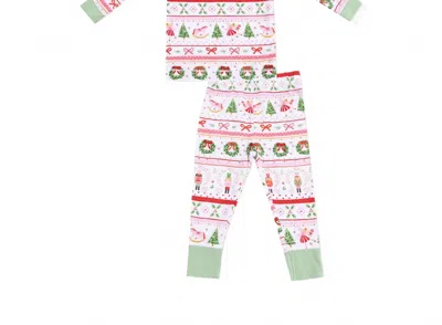 Angel Dear Kids' Girl's Sugar Plum Fairy Nutcracker Fair Isle Bamboo Long Sleeve Pajama Set In White