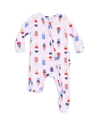 Angel Dear Girls' American Ice Cream 2 Way Zipper Ruffled Back Footie - Baby In Pink