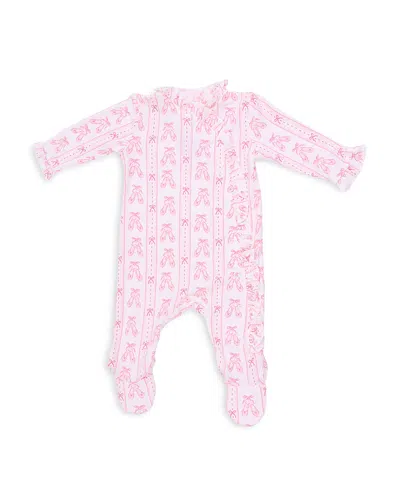 Angel Dear Girls Ballet Shoes Ribbon Stripe Kimono Ruffle Snap Footie - Baby In Multi