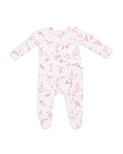 Angel Dear Girls Ballet Toile Two Way Ruffle Back Zipper Footie - Baby In Pink