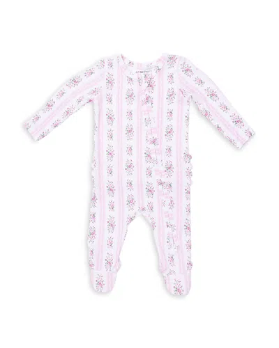 Angel Dear Girls' Bella Rose Striped 2 Way Ruffled Back Zipper Footie - Baby In Multi