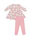 Angel Dear Girls' Bouquets Ruffled Long Sleeved Dress & Ribbed Leggings - Baby In Multi