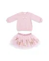 Angel Dear Girls' Bows Puffy Oversized Sweatshirt & Tutu Skirt Set - Baby In Pink