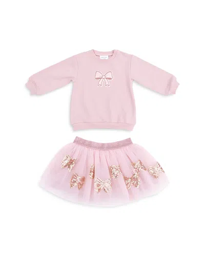 Angel Dear Girls' Bows Puffy Oversized Sweatshirt & Tutu Skirt Set - Baby In Pink
