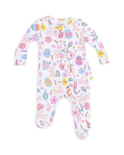 Angel Dear Girls' Bunnies 2 Way Ruffled Zipper Footie - Baby In Pink