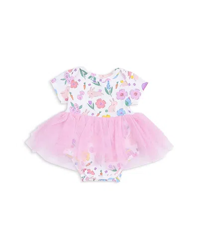 Angel Dear Girls' Bunnies Twirly Short Sleeved Tutu Bodysuit Dress - Baby In Pink