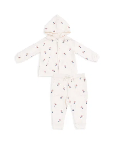 Angel Dear Girls' Danish Daisy French Terry Hoodie & Jogger Pants - Baby In Pink