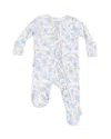 Angel Dear Girls' Floral Two-way Ruffle Zipper Footie - Baby In Blue