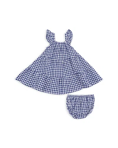 Angel Dear Girls' Gingham Twirly Sundress & Diaper Cover Set - Baby In Navy