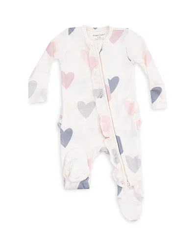 Angel Dear Girls' Hearts Ruffle Zipper Footie - Baby In Multi