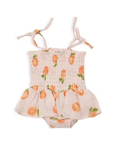 Angel Dear Girls' Peaches Cotton Muslin Smocked Skirted Romper - Baby In Multi