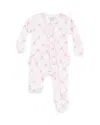 Angel Dear Girls' Ribbon Bow Trellis Ruffle Zipper Footie - Baby In White
