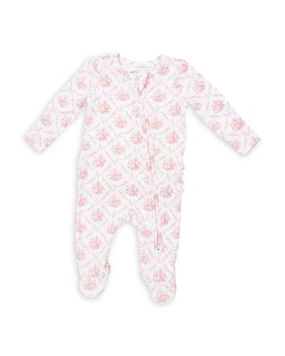 Angel Dear Girls' Rose Bows Lattice 2 Way Ruffled Back Zipper Footie - Baby In Multi