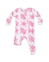 Angel Dear Girls' Roses 2 Way Zipper Ruffled Back Footie - Baby In Multi