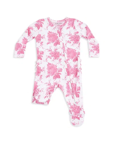 Angel Dear Girls' Roses 2 Way Zipper Ruffled Back Footie - Baby In Multi