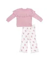 Angel Dear Girls' Ruffle Waffle Top & Cowgirl Boots Rib Flare Pant - Baby In Pink