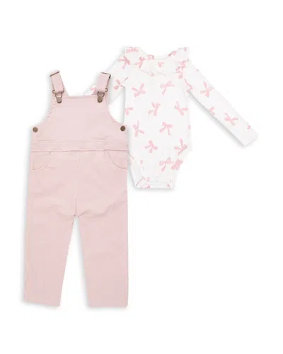 Angel Dear Girls' Ruffled Neck Bodysuit & Cord Overalls Set - Baby, Toddler In White
