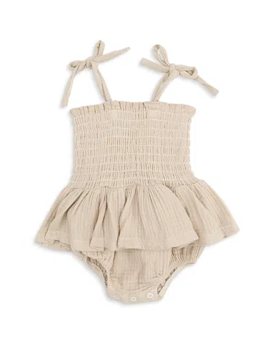 Angel Dear Girls' Smocked Bubble Romper - Baby In Neutral