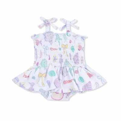 Angel Dear Kids' Girls Smocked Bubble With Skirt In Beach Days In Multi