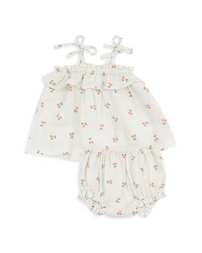 Angel Dear Girls' Striped Ruffled Top & Bloomer Set - Baby In Blue