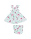 Angel Dear Kids' Girls' Sweet Peach Ruffled Strap Smocked Top & Diaper Cover Set - Baby In Blue