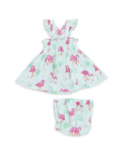 Angel Dear Kids' Girls' Sweet Peach Ruffled Strap Smocked Top & Diaper Cover Set - Baby In Blue
