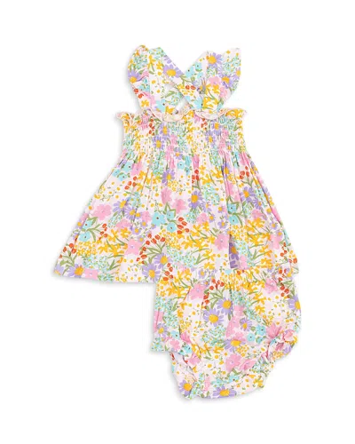 Angel Dear Kids' Girls' Sweet Peach Ruffled Strap Smocked Top & Diaper Cover Set - Baby In Multi