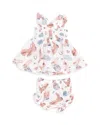 Angel Dear Kids' Girls' Sweet Peach Ruffled Strap Smocked Top & Diaper Cover Set - Baby In Multi