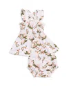 Angel Dear Girls' Sweet Peach Ruffled Strap Smocked Top & Diaper Cover Set - Baby In Multi