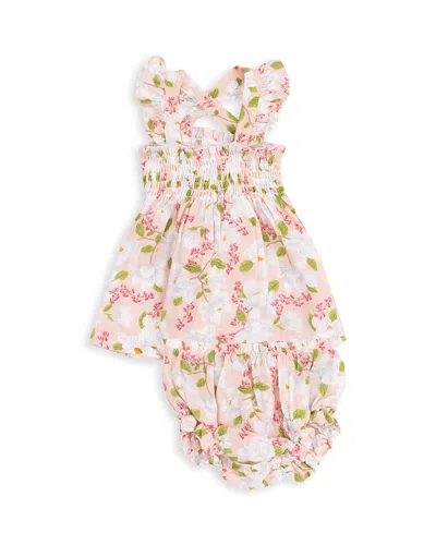 Angel Dear Girls' Sweet Peach Ruffled Strap Smocked Top & Diaper Cover Set - Baby In Multi