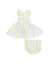 Angel Dear Girls' Sweet Peach Ruffled Strap Smocked Top & Diaper Cover Set - Baby In Multi