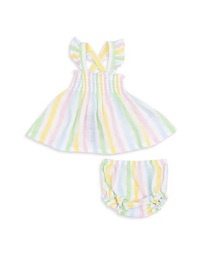 Angel Dear Girls' Sweet Peach Ruffled Strap Smocked Top & Diaper Cover Set - Baby In Multi
