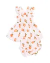 Angel Dear Girls' Sweet Peach Ruffled Strap Smocked Top & Diaper Cover Set - Baby In Multi