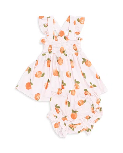 Angel Dear Girls' Sweet Peach Ruffled Strap Smocked Top & Diaper Cover Set - Baby In Multi
