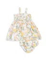 Angel Dear Girls' Sweet Peach Ruffled Strap Smocked Top & Diaper Cover Set - Baby In Neutral