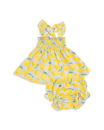 Angel Dear Kids' Girls' Sweet Peach Ruffled Strap Smocked Top & Diaper Cover Set - Baby In Yellow