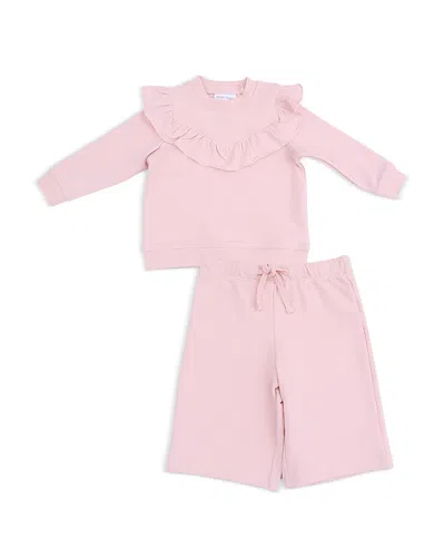 Angel Dear Girls' V Ruffled Shirt And Wide Leg Pants Set - Baby In Multi
