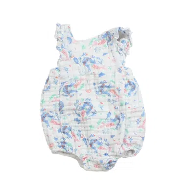 Pre-owned Angel Dear Kids' Girls White Mermaids Romper In Multi