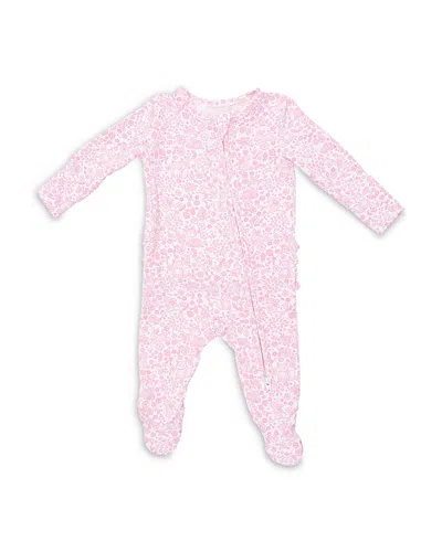 Angel Dear Girls' Woodland 2 Way Zipper Ruffled Back Footie - Baby In Pink