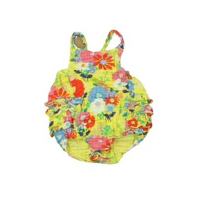 Pre-owned Angel Dear Kids' Girls Yellow Pink Romper Size: 12-18 Month