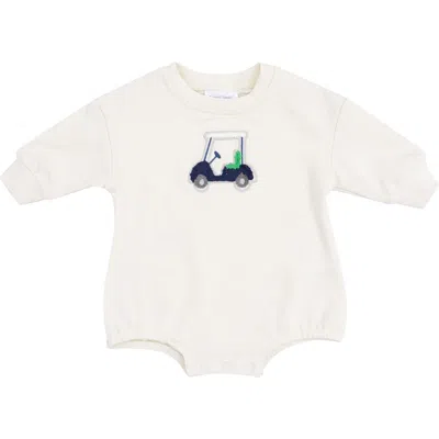 Angel Dear Babies'  Golf Cart Stretch Organic Cotton Bubble Bodysuit In Blue/white